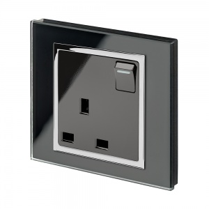Crystal CT 13A Single Plug Socket with Switch Black